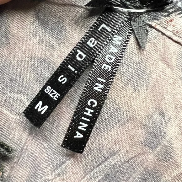 Lapis animal print cheetah ruffle belted sleeveless blouse top button front M - Picture 2 of 8